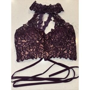 Faviana 2 Beaded Prom Dress/formal evening-High Neck Crop Top Corset Burgundy